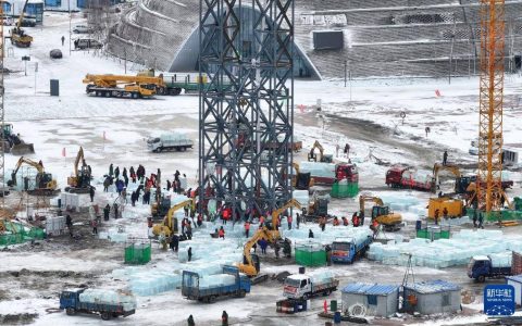 哈尔滨冰雪大世界冰建施工启动