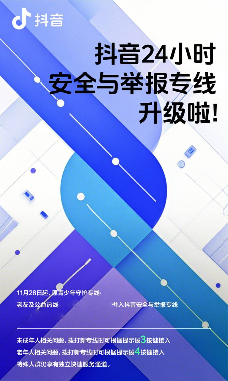 抖音24小时安全与举报专线升级：为未成年人、老年人提供更多服务