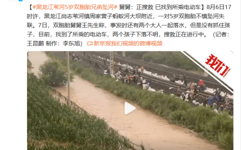 揪心！黑龙江5岁双胞胎兄弟坠河失联，正在搜救