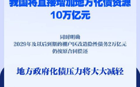 我国将直接增加地方化债资源10万亿元