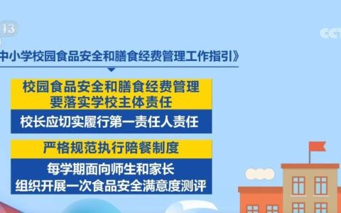 事关中小学校园食品安全等问题 教育部发布工作指引