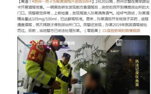 男子为躲查酒驾，慌不择路将车开进派出所