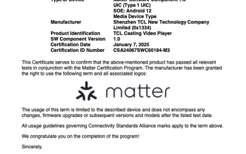 TCL TV再获首批Matter 1.3认证，开放生态让智能家居真正无界