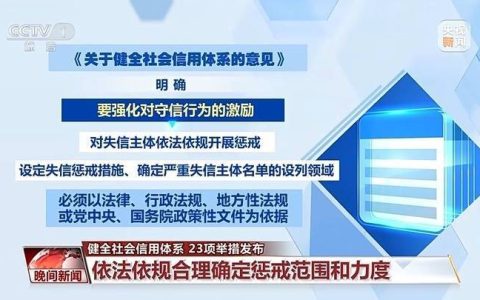 事关失信记录修复、网购诚信 健全社会信用体系23项举措发布