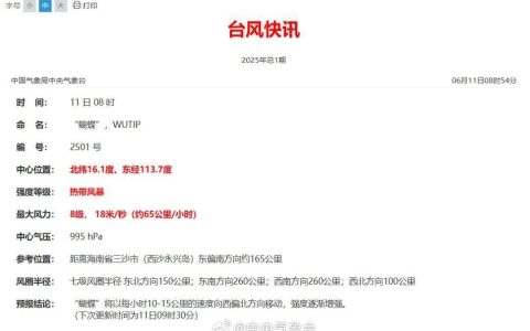 中央气象台：今年第1号台风“蝴蝶”生成