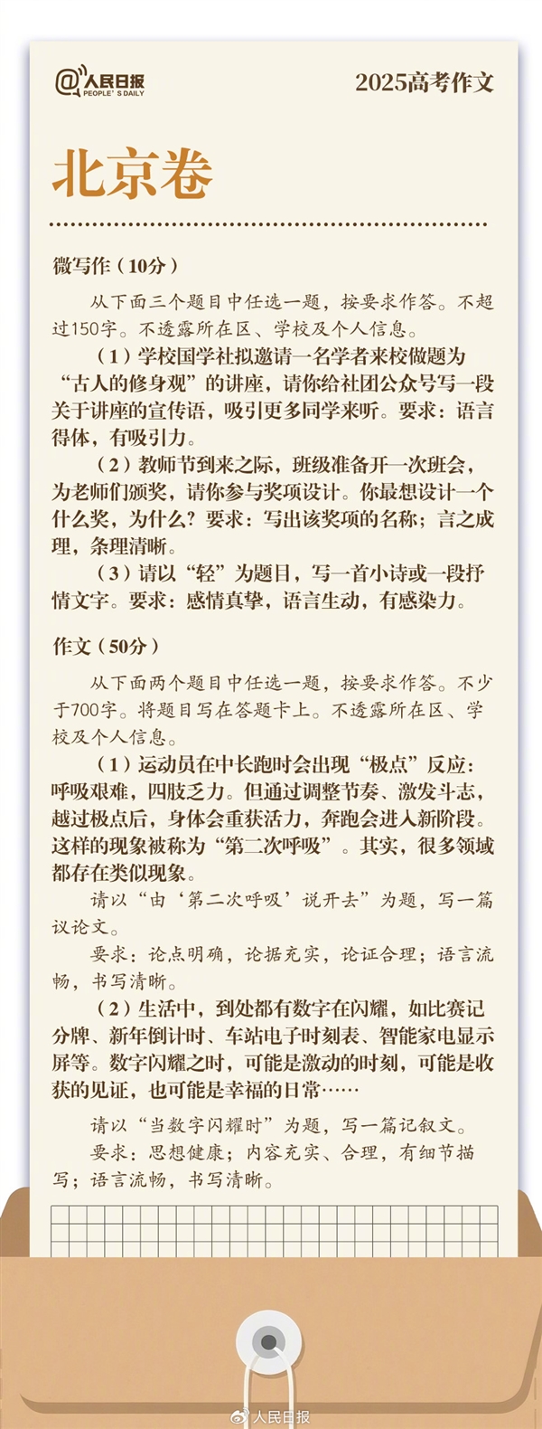 2025年全国高考语文作文题一览：看完你觉得难吗！插图4