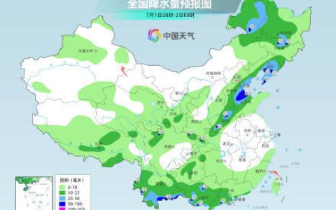 7月初北方维持多雨格局 华北东北局地雨势猛烈