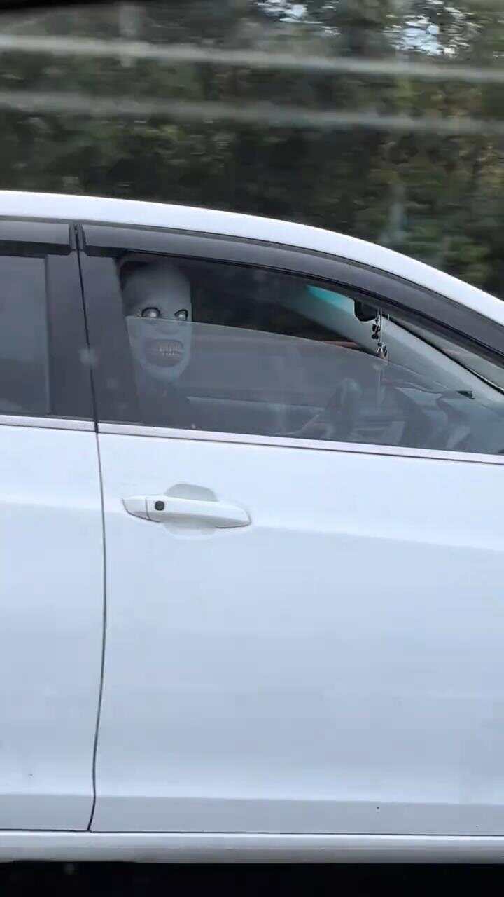 闲得蛋疼 长深高速路有人带恐惧面具吓过路车辆？交警最新回应插图