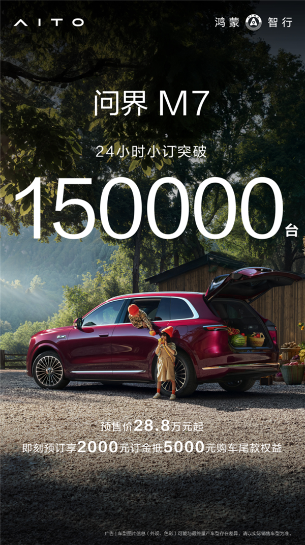 全新问界M7卖疯了！仅24小时小订突破15万台插图