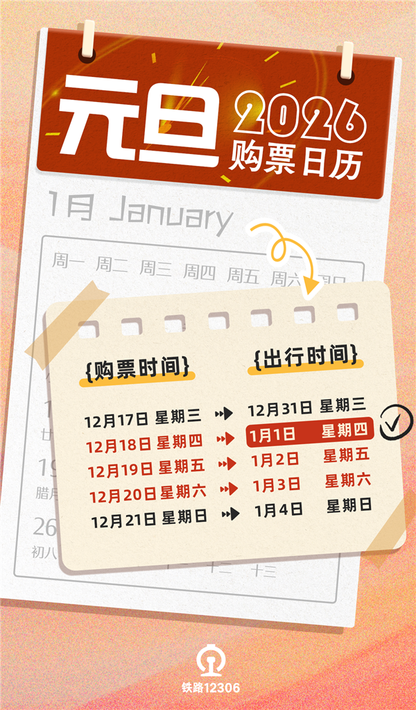 放假3天需调休、高速不免费！元旦假期火车票抢票日历出炉