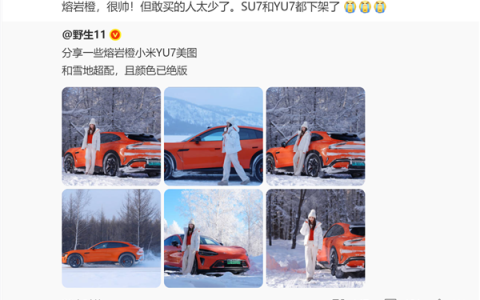 小米SU7、YU7下架熔岩橙配色 雷军：很帅但敢买的人太少了