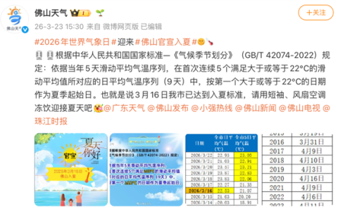 11年来最早 广东多地官宣入夏 网友：这不才春天吗