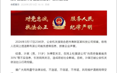 男子杜撰向政府备案裁员30% 科大讯飞辟谣后 官方通报：行政拘留