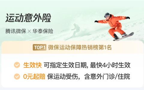 五一小长假动起来！腾讯微保运动意外险灵活投保，运动意外覆盖全