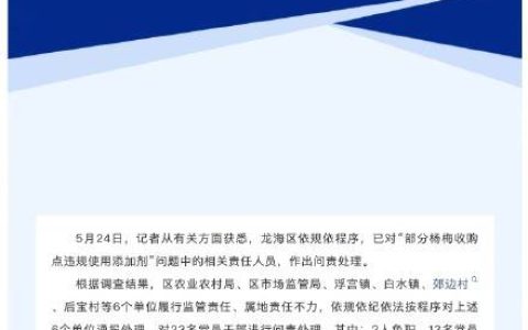 漳州龙海问责杨梅泡药相关责任人
