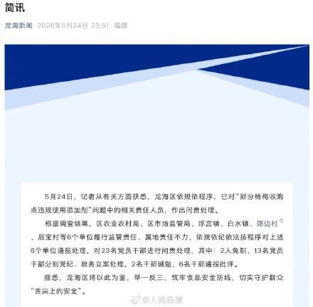 漳州龙海问责杨梅泡药相关责任人插图 漳州龙海问责杨梅泡药相关责任人插图