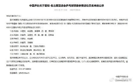 国乒亚运会参赛名单公示插图