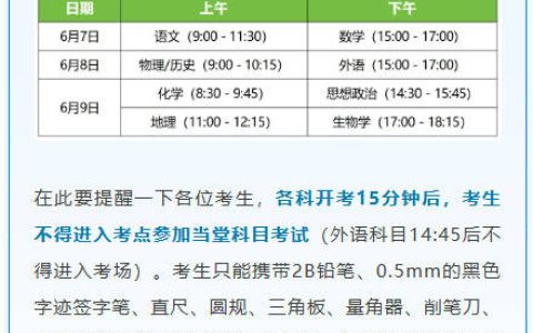 高考在即！这些重要节点一定要知道！