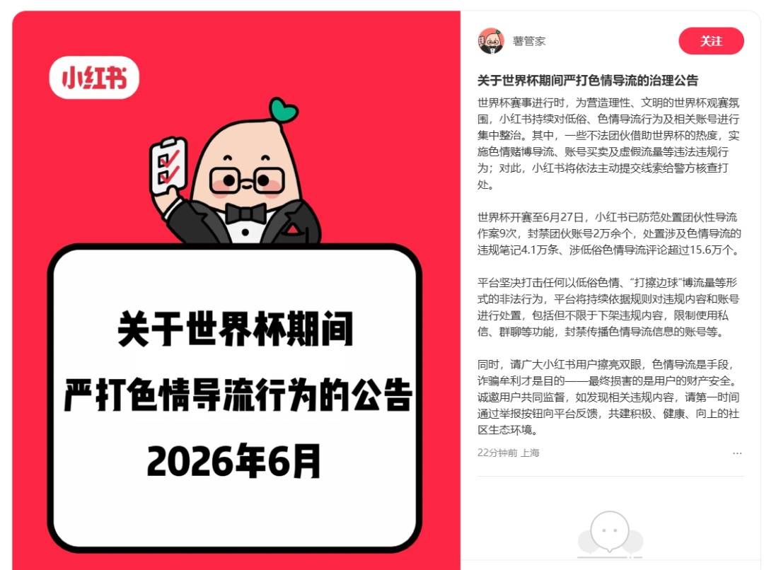 小红书公告：严打这些色情导流行为插图
