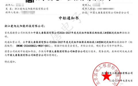 央企“加码”高效技术，爱旭中标大唐4GW BC标段光伏组件集采
