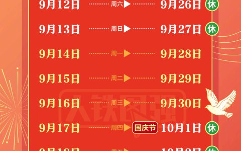 提醒！中秋国庆假期购票日历：今天可以购买10月5日火车票