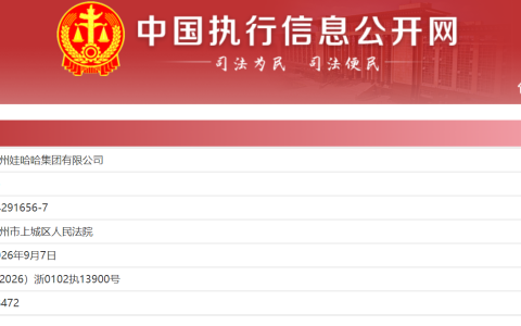 娃哈哈新增被执行信息：执行标的仅1.84万
